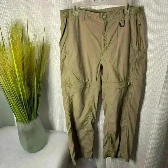 The North Face Pants Mens L Khaki Convertible Shorts Ankle Zip Hiking Cargo - Picture 2 of 13